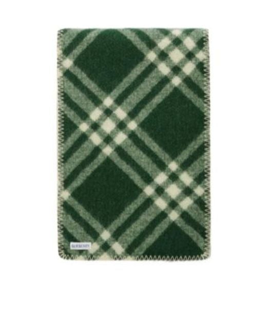 Burberry Green Logo Patch Checked Scarf