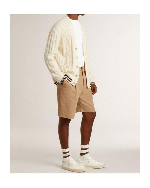 Golden Goose Deluxe Brand Natural Cable-Knit V-Neck Cardigan for men