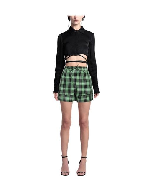 Ganni Green Plaid Shorts