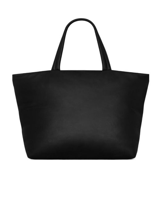 Saint Laurent Black Logo Detailed Large Tote Bag for men