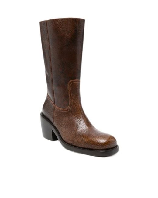 Dries Van Noten Brown Round-Toe Short Boots
