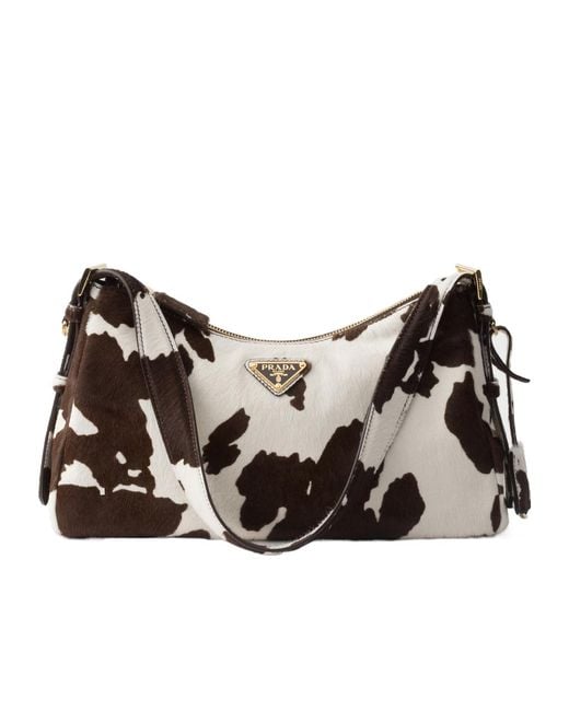 Prada Black Aimèe Medium Printed Leather Shoulder Bag