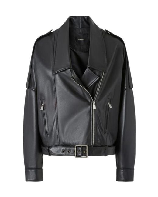 Pinko Black Belted Biker Jacket
