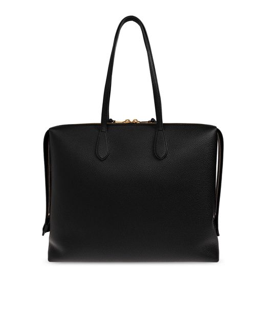 Dolce & Gabbana Black Logo-Plaque Leather Tote Bag