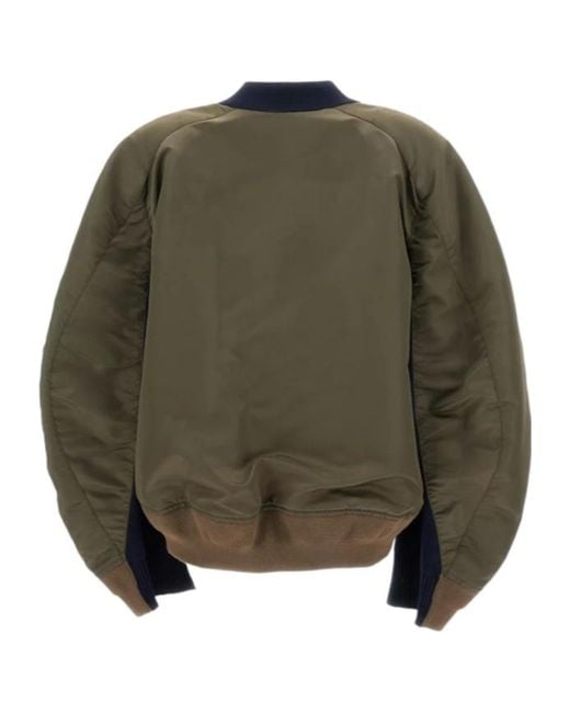 Sacai Blue Panelled Buttoned Bomber Jacket