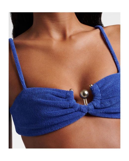 Christopher Esber Blue Cotton Blend Terry Cloth Bra Top