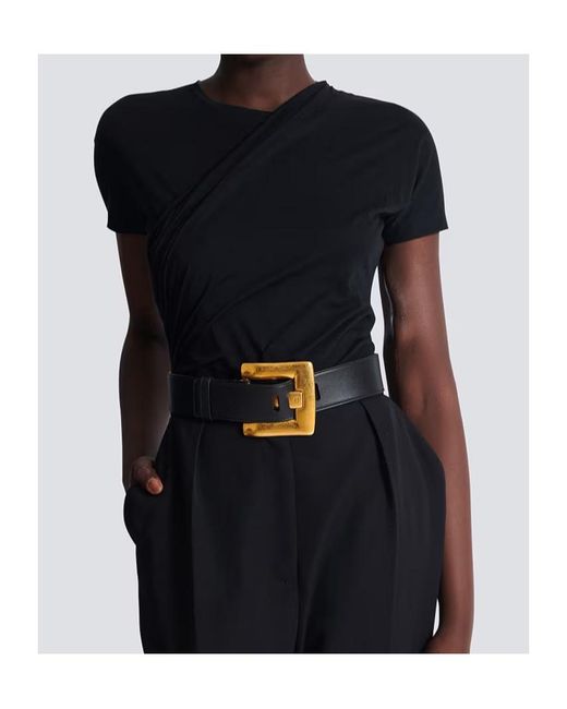 Balmain White Pb-Engraved Buckle Belt