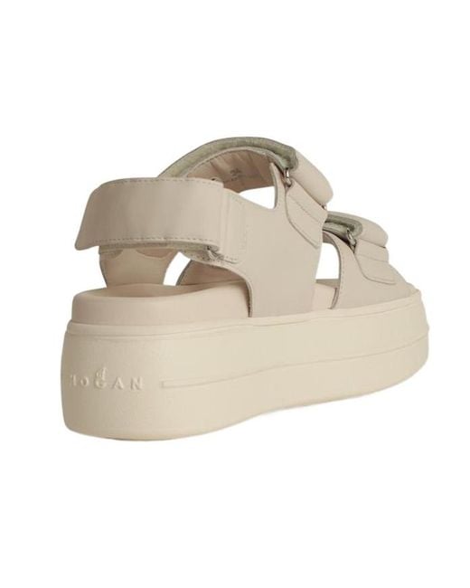 Hogan Natural Straped Round Toe Sandals