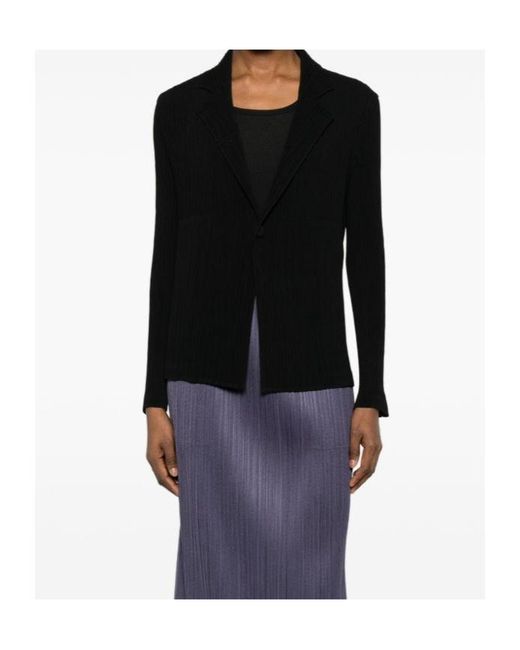 Issey Miyake Black Single Breasted Pleated Jacket