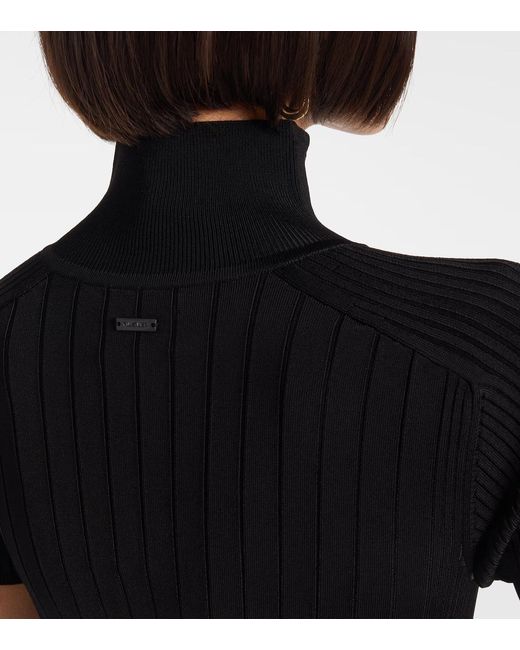 Mugler Black Ribbed Knit Dress