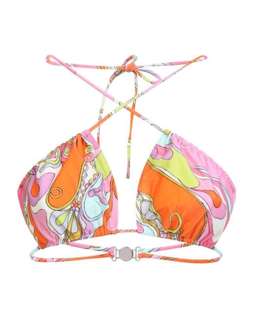 Emilio Pucci White Pucci Printed Triangle Bikini Top
