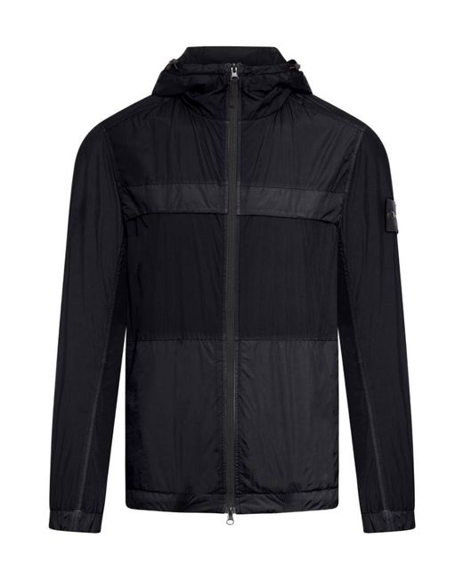 Stone Island Blue Zip-Up Hooded Jacket for men