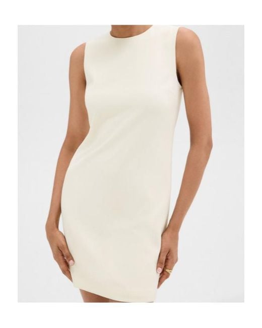 Theory Natural Crewneck Sleeveless Shift Dress