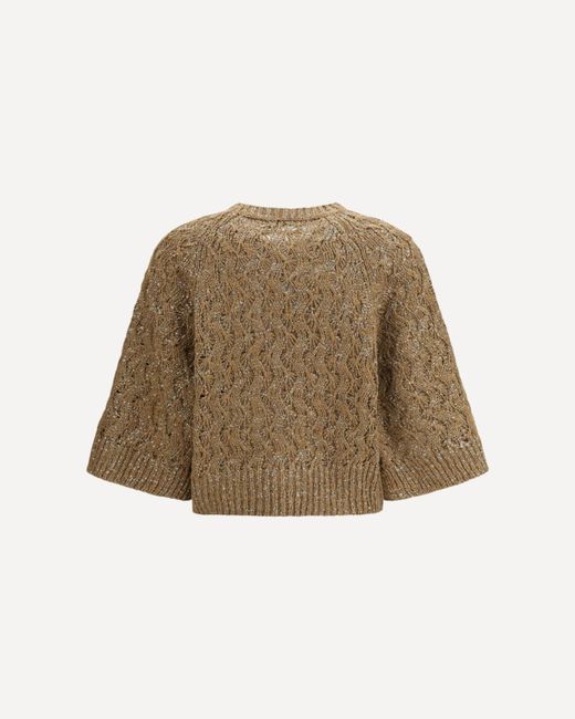 Brunello Cucinelli Natural Open-Stitch Sweater
