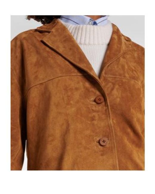 Staud Brown Corrine Single-Breasted Suede Jacket