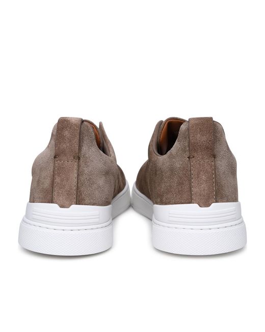 Zegna Brown Triple Stitch Trainers for men