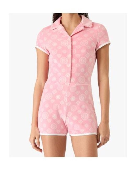 Casablanca Pink Velour Monogram Playsuit
