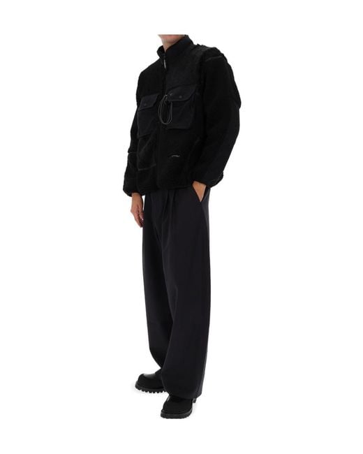 And Wander Black Mix Boa Casual Jacket for men