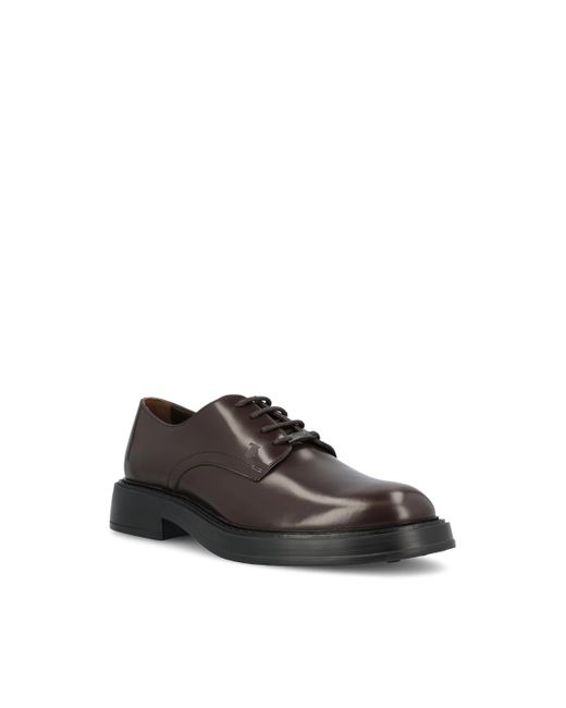 Tod's Brown Logo Embossed Lace-Up Shoes for men
