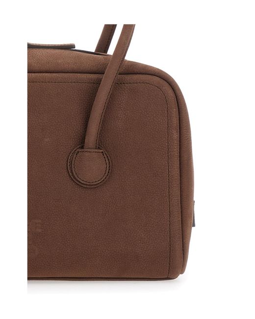 MARGE SHERWOOD Brown Structured Leather Shoulder Bag