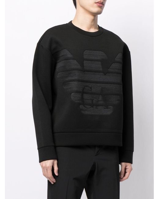 Emporio Armani Black Logo Print Sweatshirt for men