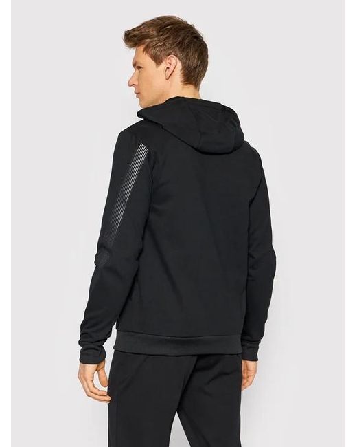 EA7 Black Zip-Up Logo-Print Hoodie for men