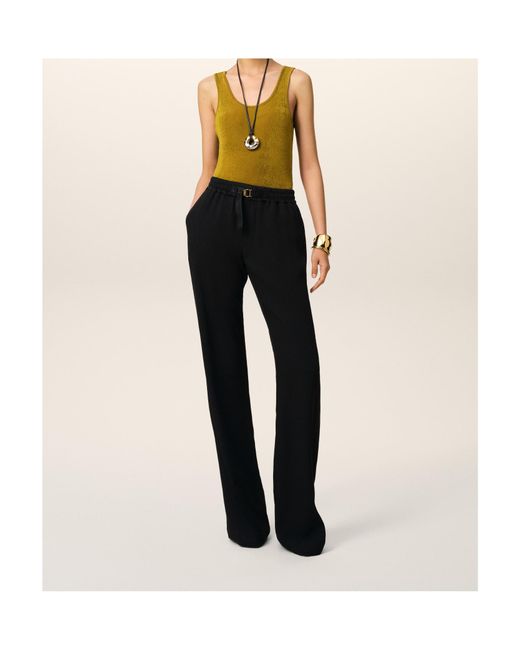 AMI Black Logo Detailed Drawstring Palazzo Pants