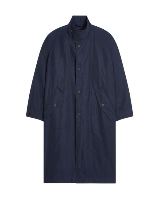 Dries Van Noten Blue Button-Up High Neck Coat for men