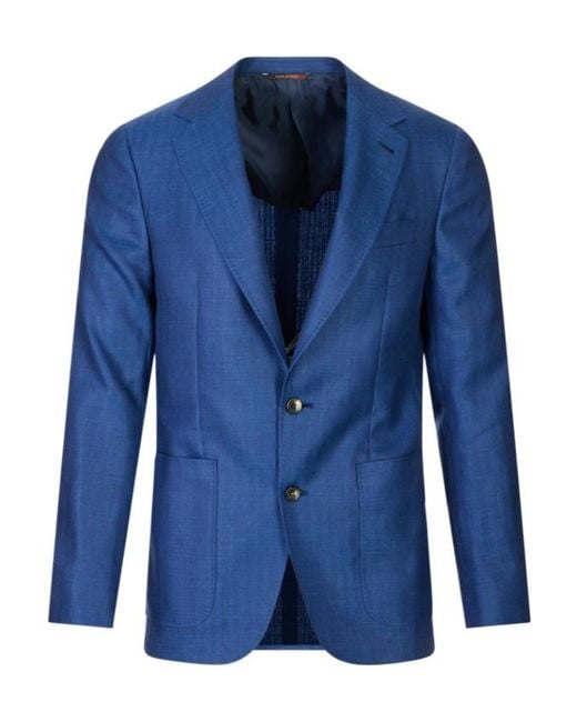 Canali Blue Long-Sleeve Blazer for men