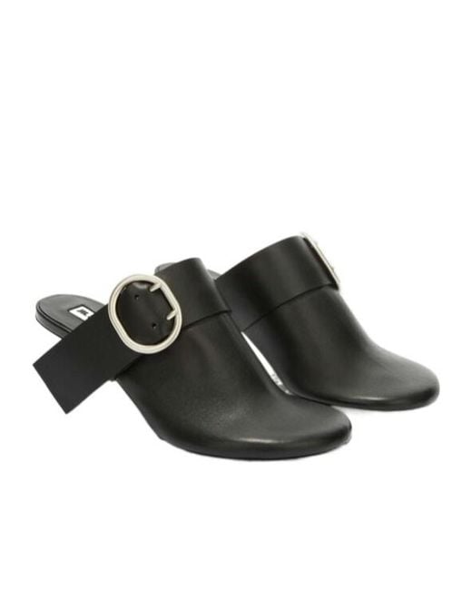 Jil Sander Black Buckled Heeled Mules