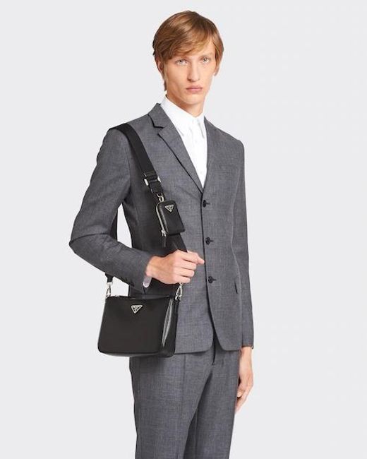 Prada Black Saffiano-Leather Shoulder Bag for men