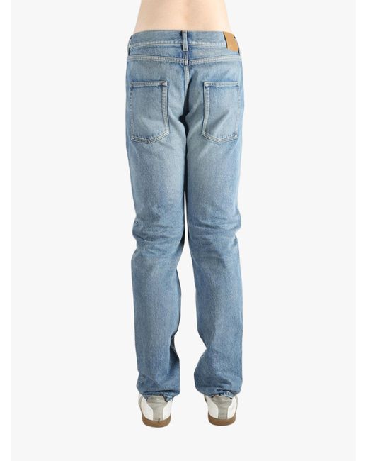 Saint Laurent Blue Logo Patch Straight Leg Jeans for men