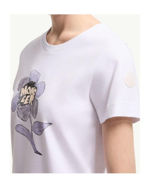 Moncler White Cotton Jersey Printed T-Shirt