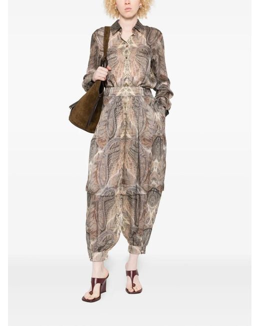 Zimmermann Brown Paisley-Print Front-Button Shirt