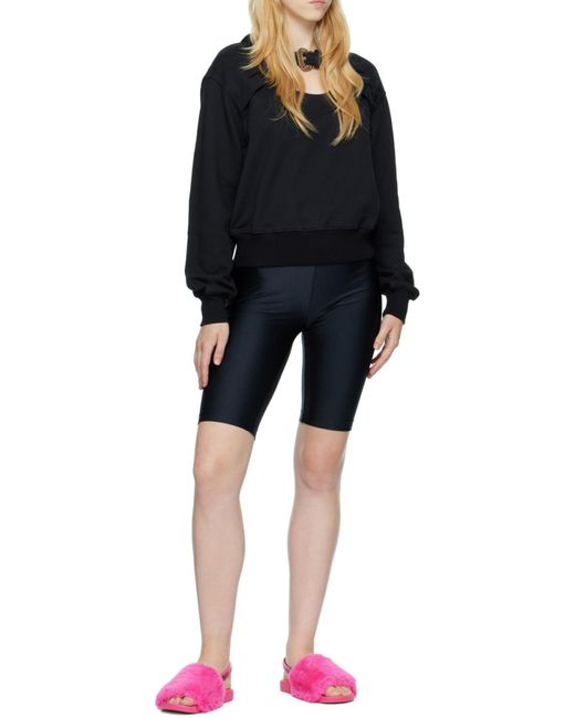 Versace Jeans Black Buckle-Detail Cut-Out Hoodie