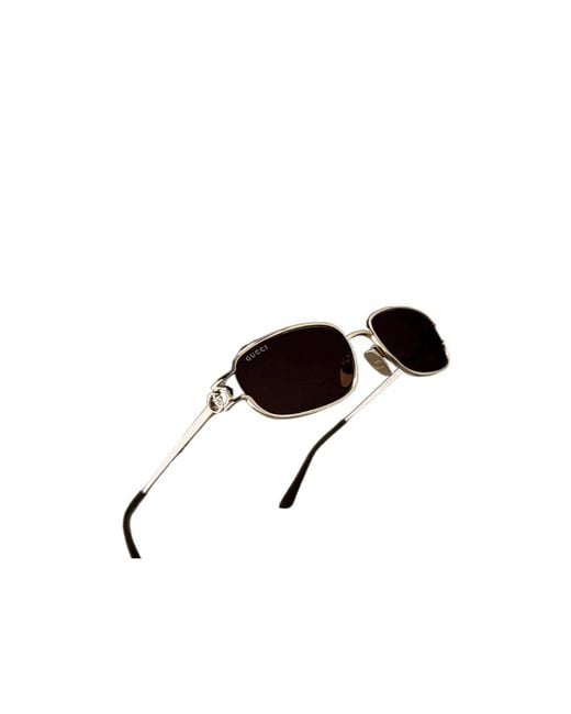 Gucci White Rectangular-Frame Sunglasses