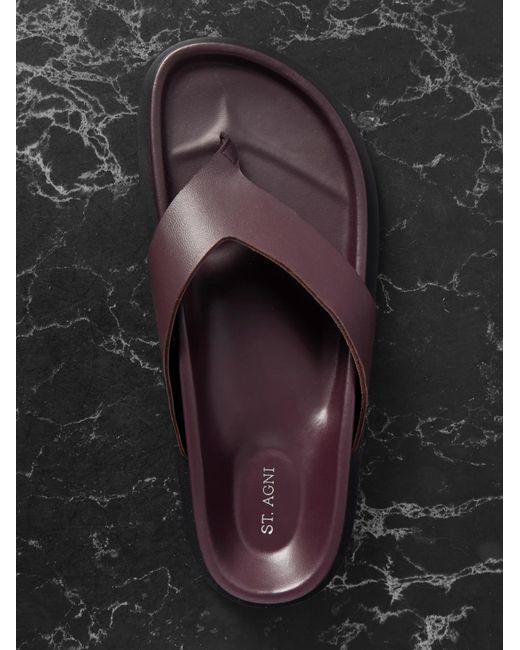 St. Agni Brown Leather Flip Flops