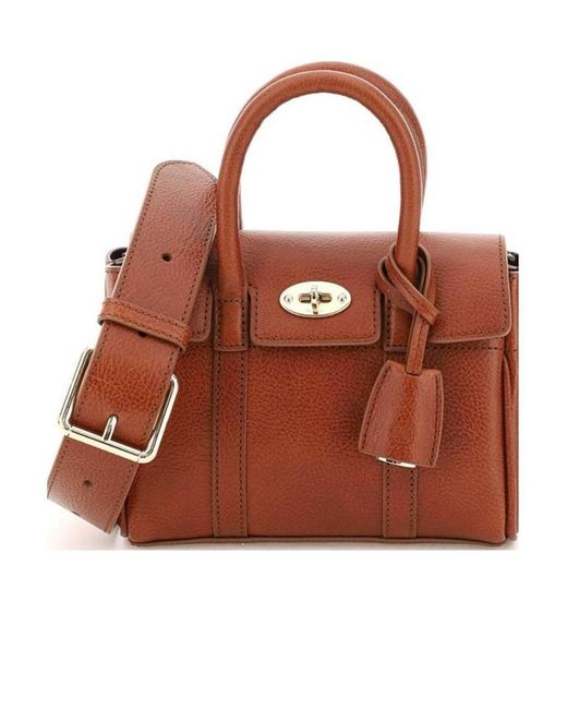 Mulberry Brown Bayswater Logo-Engraved Mini Satchel Bag