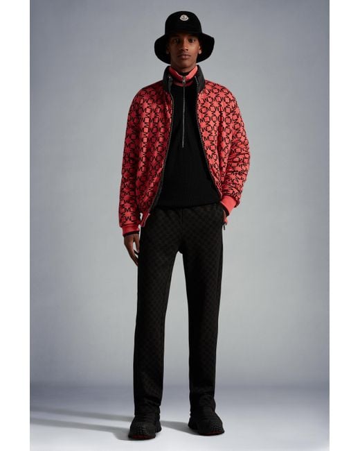 Moncler Black Monogram Print Trackpants for men