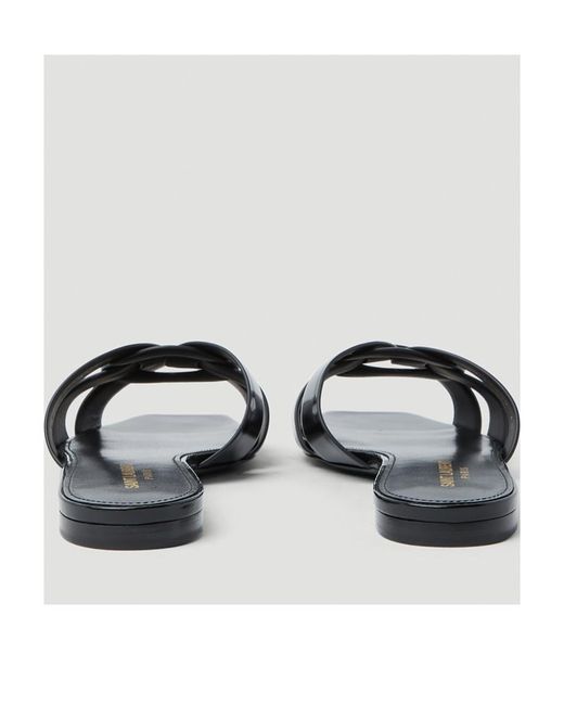 Saint Laurent Black Tribute Flat Sandals