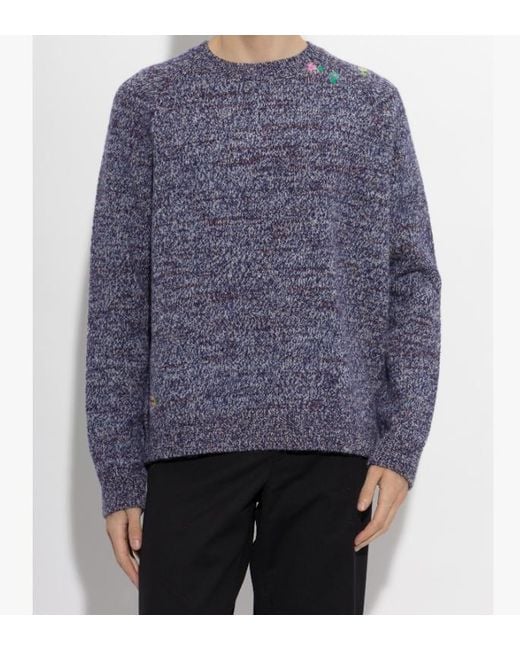 Dries Van Noten Blue Crew Neck Long-Sleeved Knitwear for men