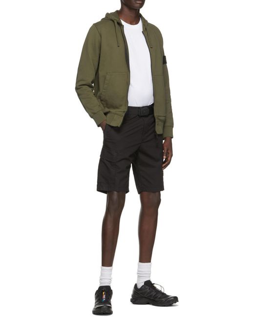 Stone Island Black Logo Patch Bermuda Shorts for men
