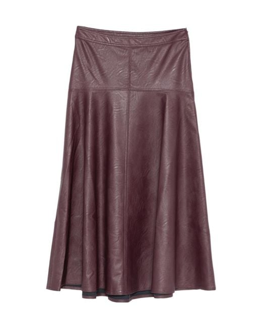 Forte_forte Purple Panelled A-Line Midi Skirt