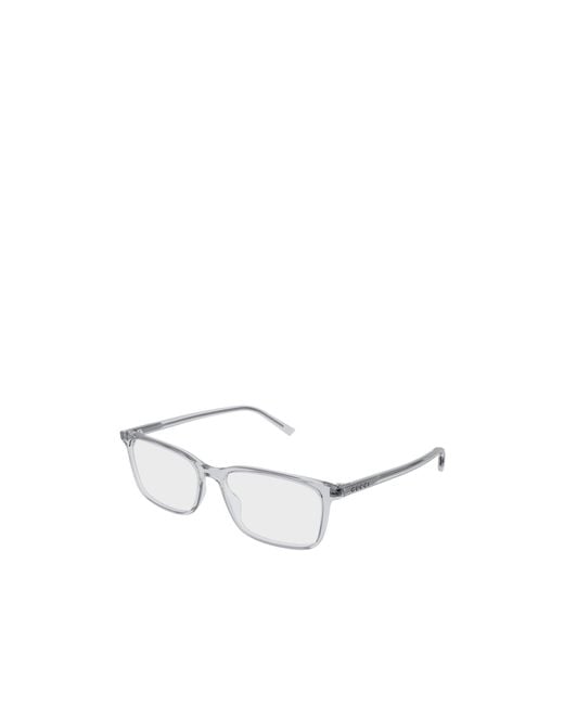 Gucci White Eyewear Rectangle Frame Glasses for men