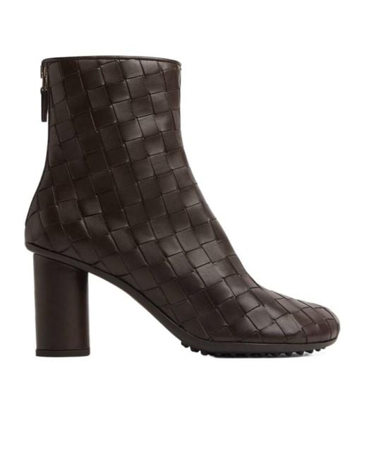 Bottega Veneta Brown Intrecciato Atomic Ankle Boots