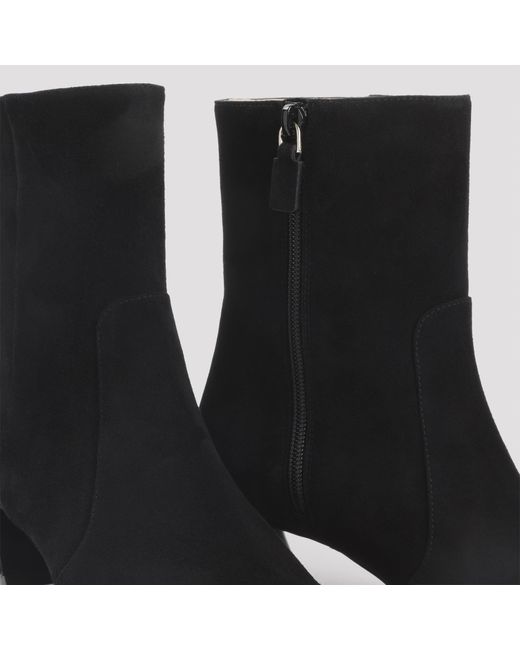 Stuart Weitzman Black Square Toe Ankle Boots