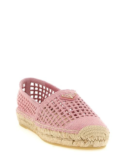 Prada Pink Crochet Espadrilles