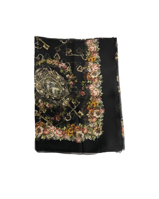 Dolce & Gabbana Green Printed Silk Scarf for men