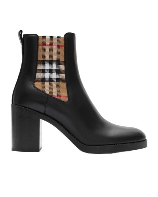 Burberry Black Leather Hampstead Heel Boots