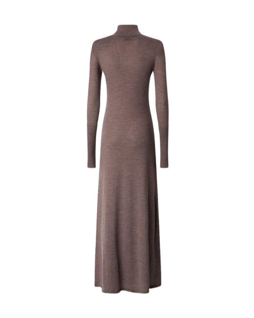 Pinko Brown Fine-Knit Roll-Neck Dress